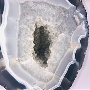 Agate crystal geode on stand